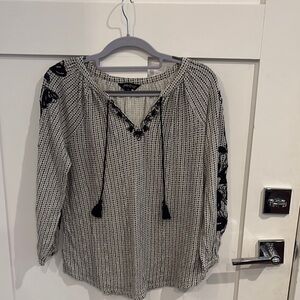 Lucky Brand Black and White Checkered Blouse